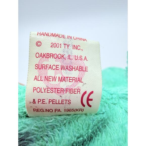 Ty Beanie Babies Diddley Green Dog Plush Stuffed Animal Toy 6" 2001 - Picture 8 of 8